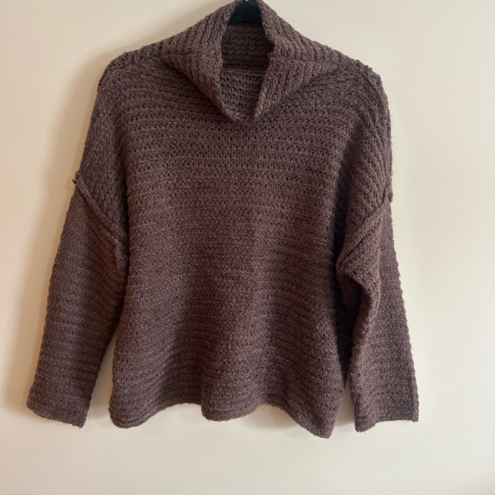 Aerie Chocolate Brown Cowl Neck Sweater